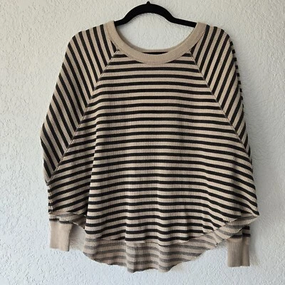 Free People love bug striped thermal XS Gray and Tan - Image 1 of 4