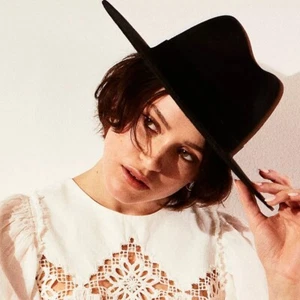 Free People | Sombrero Occidental | Mezcla de Lana | Negro | TOTALMENTE NUEVO - Imagen 1 de 7