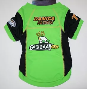DOG ZONE Danica Patrick NASCAR Maglietta Sportiva Cane Verde/Nero GO DADDY Camicia per Animale Animale - Foto 1 di 5