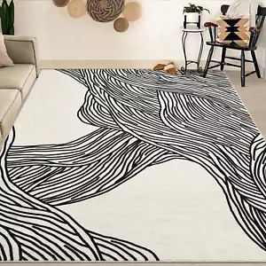 Washable Non-Slip Rug Modern Abstract Living Room Bedroom Kitchen Mat - Picture 1 of 45