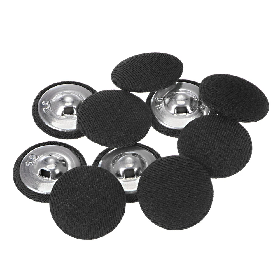 10er-Pack Stoffknöpfe mit Stoffüberzug,25mm,rund,Metall,Nähknöpfe,Schwarz - Bild 1 von 4