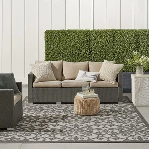 Nourison Aloha Indoor/Outdoor Grey/Charcoal 7'10" x 10'6" Area Rug, Transitio... - Picture 1 of 11