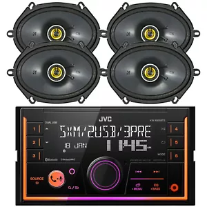 JVC 2DIN In-Dash USB Bluetooth AM/FM Radio Car Receiver, 4x 6x8" 225W Speakers - Picture 1 of 3