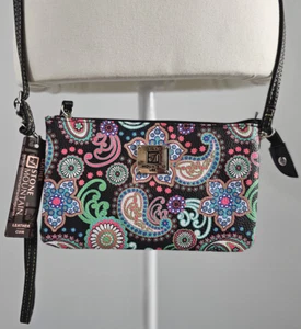 NUEVO CON ETIQUETAS BANDOLERA CONVERTIBLE STONE MOUNTAIN trifecta negra CRAZY PAISLEY cuero bond - Imagen 1 de 8