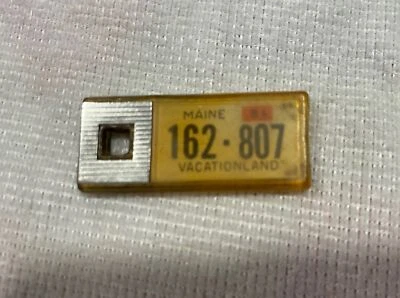 RARE Vintage Maine 1951 Disabled Veterans Mini License Plate Key Chain Ring Tag - Image 1 of 4