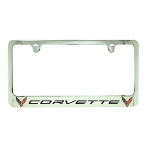 Marco de matrícula con licencia GM con logotipo de Corvette y emblemas de bandera para 2020-24 C8 - Imagen 1 de 1
