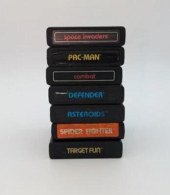 Atari Game Lot of 7 | Space Invaders, Pac-Man, Combat + More | As-Is for Repair - Image 1 of 4