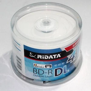 Paquete de 50 discos DVD Ritek RiDATA 50 GB Blu-ray de doble capa BD-R DL 4x imprimibles en blanco - Imagen 1 de 5