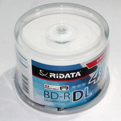50 Pack Blank Printable Ritek RiDATA 50GB Blu-ray Dual Layer BD-R DL 4X DVD Disc - Image 1 of 4