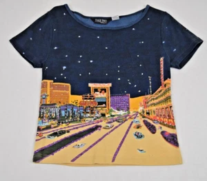 Vintage Las Vegas Top Take Two Gr. S/M 80er Stadtbild Mirage Siegfried Roy Pailletten - Bild 1 von 12