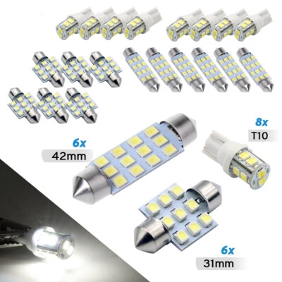 Car Interior Bulbs 20Pcs White Combo LED Map Dome Door Trunk License Light Bulbs - Image 1 of 4
