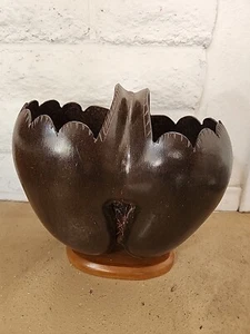 Original Antique Rare Seychelles Double Coco De Mer Carved Nut Seed Basket Vase - Picture 1 of 10