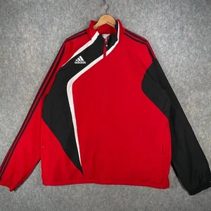 Vintage Adidas Jacke Herren 50/52 Schwarz Rot Streifen Spell Out Logo Gym Trainingsanzug - Bild 1 von 13