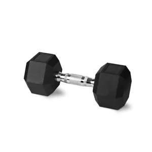 Rubber Hex Hexagonal Dumbbell 17.5kg w/Chrome Grip Home Gym Workout - Picture 1 of 1