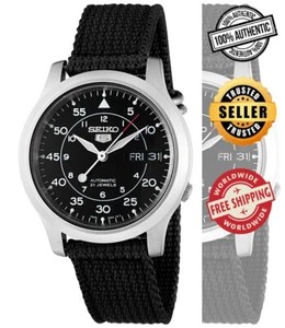 Seiko 5 Automatic SNK809 SNK809K2 Men Black Dial Day Date Black Band Watch - Picture 1 of 6