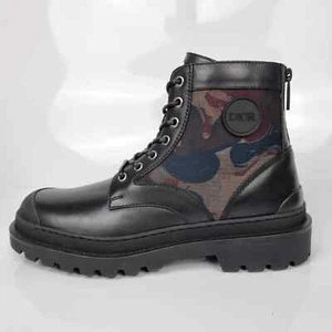 Stivali Dior Homme Explorer mimetici in pelle nera nuovi taglia EU 40 US 7 - Foto 1 di 12