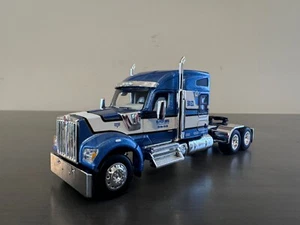 1/64 DCP/ First Gear Kenworth W990 Sleeper- Blue with White Stripe - Picture 1 of 12