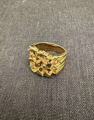 Men's Nugget Square Ring 14K Yellow Gold Plated 925 Sterling Silver ✨ - Image 1 of 4