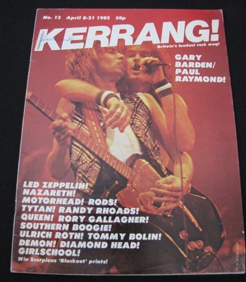 KERRANG! #13 Randy Rhoads Tommy Bolin Girlschool Scorpions Lemmy  1982 Magazine - Image 1 of 4