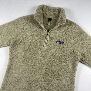 Patagonia Los Gatos Fleece Pullover Medium Beige Quarter Zip Jacket Sweater Pile - Picture 1 of 13