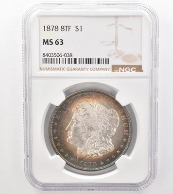 1878 8TF Morgan Silver Dollar MS63 NGC Beautiful Tone *9127 - Image 1 of 3