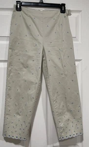 Pantalones chinos para mujer Talbots talla 4P beige florales bordados cremallera lateral elásticos - Imagen 1 de 6