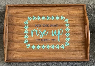 Bandeja de servir genuina con mango de teca bendiciones diseño rural ~ teca de Tailandia Foto 1 de 4