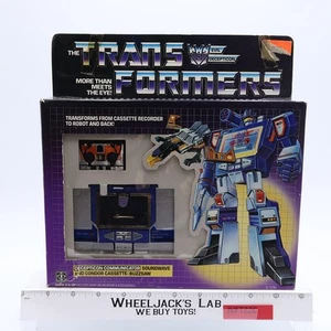 Soundwave/Buzzsaw mit Box & Insert 1984 unbenutzte Sticker Vintage G1 Transformers - Bild 1 von 11