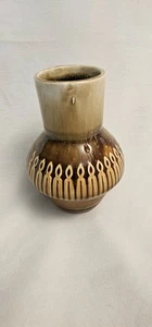 Vaso ceramica vintage made in Japan smalto a goccia marrone metà secolo moderno 5" - Foto 1 di 9