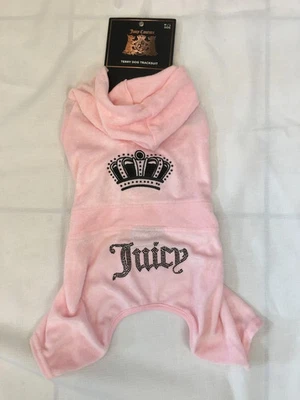 Traje de Pista Juicy Couture Talla M/L Perro Estrás Brillante Rosa Claro Terciopelo Nuevo con Etiquetas Foto 1 de 3