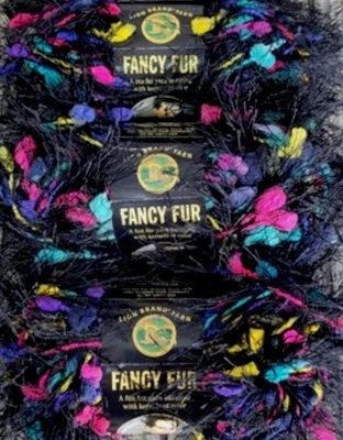 Lion Brand FANCY FUR Yarn 3-SKEIN-LOT “Bold Black” EACH 1.76 oz 39yds Eyelash+ - Image 1 of 4
