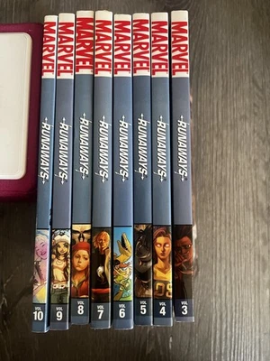 Runaways Marvel Graphic Novels Lot of 8 Volumes 3 4 5 6 7 8 9 10 Brian K Vaughan - Image 1 of 4
