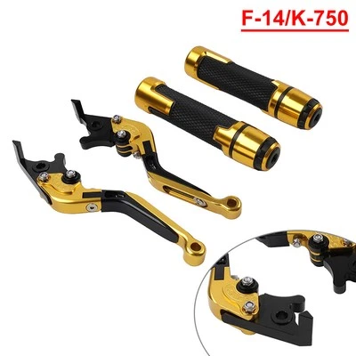 Gold Extendable Brake Clutch Lever Handlebar Grip Set For Kawasaki Ninja 650R - Image 1 of 4
