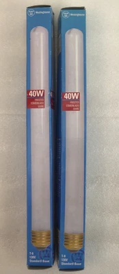 2 Westinghouse 40 W Standard 10” Base E26 130v Lamp Frost Light Bulbs Tubular - Image 1 of 4