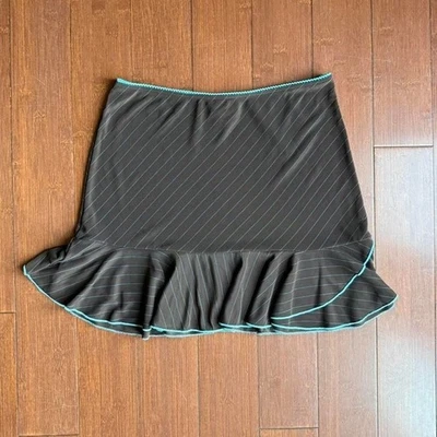 Vintage Made in USA Brown and Blue PinStripe Mini Skirt - Photo 1/4