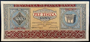 Croatia, 1943, 5000 Kuna Bank Note - Picture 1 of 2