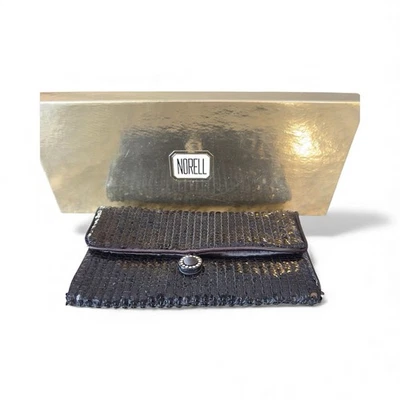 NORELL VINTAGE NEGRO LENTEJUELAS SEDA BOLSO SIN ASAS BOLSO DE NOCHE BOLSO DE MANO BOLSA Foto 1 de 4