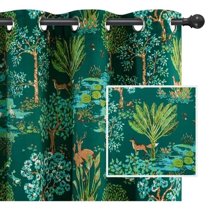 DriftAway 2 paneles de cortina 52 pulgadas por 96 pulgadas patrón animal verde esmeralda apagón Foto 1 de 4