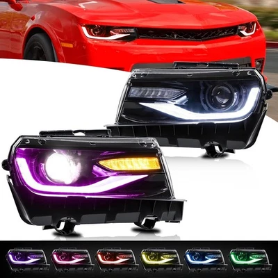 Faróis LED RGB DRL projetor feixe duplo faróis para 2014-2015 Chevy Camaro - Imagem 1 de 4