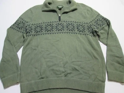 Green Eddie Bauer Mens Size XL Tall Sweater 1/4 Zip 100% Cotton Long Sleeve - Image 1 of 4