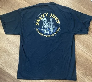 Salty Joe's Graphic 2XL Tee Where Fish Go To Die Black Cotton VTG - Picture 1 of 5