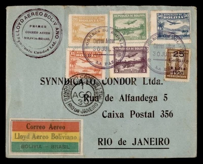 DR WHO 1930 BOLIVIA FIRST FLIGHT LA PAZ TO RIO DE JANEIRO BRAZIL w21799 - Image 1 of 2