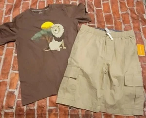Gymboree Boys Safari Shirt Sz 12 Vguc Shorts Nwt Set - Picture 1 of 1