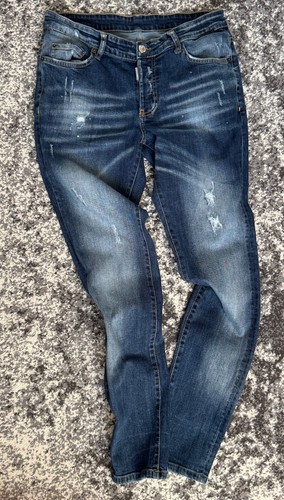 Jeans slim blu Dsquared2 rosso a punta taglia 48 made in italy