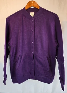 Blair Women's PS Fleece Jacket Snap Front closure Purple Warm Soft Cozy Small - Picture 1 of 5