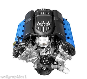 2011-13 Ford Mustang Boss 302 Coyote 5.0 Engine Wall Graphic Sticker Decal Cling - Picture 1 of 7