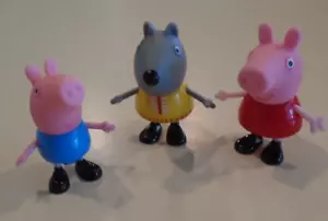 Peppa Pig Figure Lot ~ Wendy Wolf Yellow Dress With Peppa & George - Picture 1 of 4