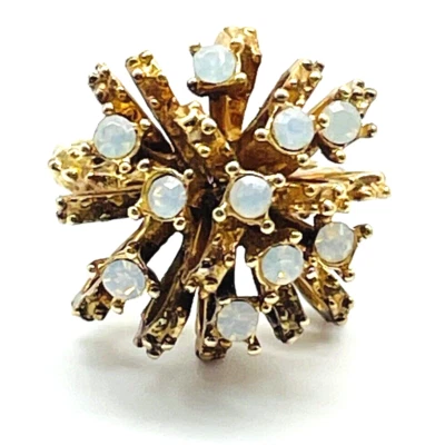 Anillo de Cena Galaxy Ópalos Simulados Tono Dorado Sputnik Años 70 Clásico Foto 1 de 4