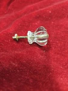 Antique Victorian Clear Glass Drawer Knob or Pull & Hardware, 1 1/4 Inch - Picture 1 of 6