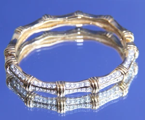 Swarovski Signed Gold Tone Hinged Bangle Bracelet – Cartier-Inspired Design💎 - Picture 1 of 6